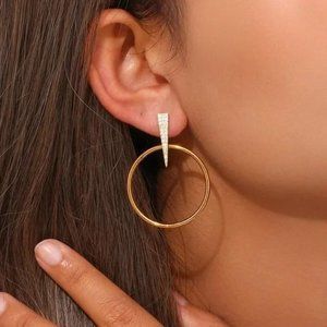 New Luxury 18K Gold Hoop Stud Earrings